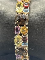 925 Silver w/ Multi Stone Bracelet, 
TW 36.6g