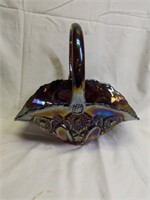 LE Smith Carnival Glass Basket 11" x 12"