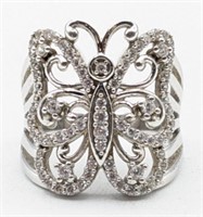 Ladies Sterling White Sapphire Butterfly Ring