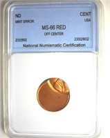 Error ND Cent NNC MS66 RD Off Center