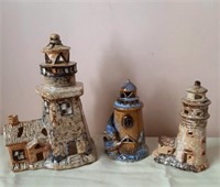 3 Ceramic tealight Lighthouses