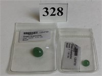 GREEN AVENTURINE OVAL 5.03CTS AND ROUND 1.43CTS