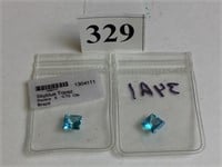 SKY BLUE TOPAZ TWO SQUARE CUT POLISHED STONES ONE