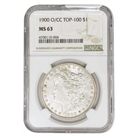 1900 O/CC Morgan Silver Dollar NGC MS63 Top-100