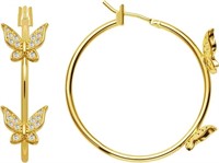 14k Gold-pl. .15ct White Topaz Butterfly Earrings