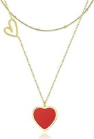 14k Gold-pl. Heart Ruby Layered Necklace