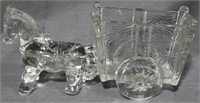 Jeanette Glass Horse and Cart 4x9.5x3