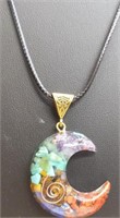 24" necklace with moon shape pendant
