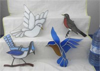 Stained Glass Dove, Blue Jay, Robin & Flying Bird