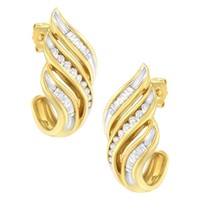 10k Gold .50ct Diamond Spiral Drop Earrings