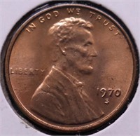 GEM RED 1970 S SMALL DATE LINCOLN CENT