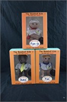 3 Baseball Kids Collectible Dolls in Original Box