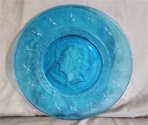 Vintage blue George Washington Glass Plate