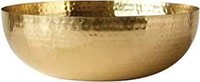 14IN  ROUND HAMMERED METAL BOWL WITH GOLD DA7392