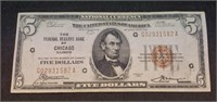 1929 $5 National Currency Note "Chicago, IL"