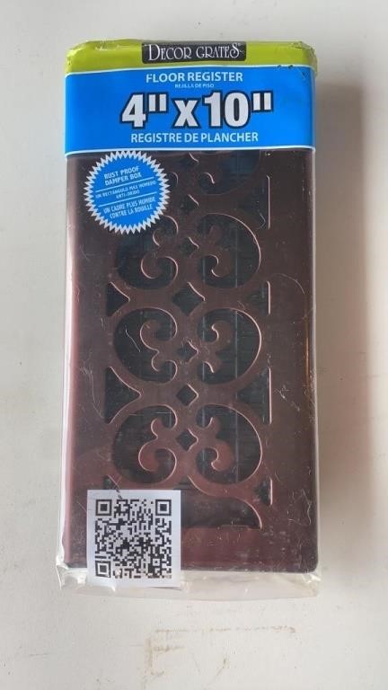 New - Floor Register 4" x 10” Bronze