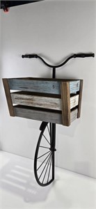 Metal/Wood Retro Cycle with Basket Wall Decor