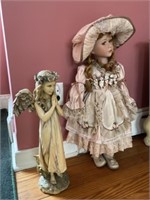 Porcelain Doll with Composition Angel