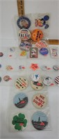 Lot of collectible pinback buttons including -