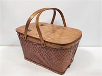 Antique Woven Lift Top Picnic Basket