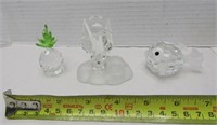 3 Swarovski Crystal Figurines-Angel, Blowfish