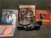 Crosley record player and vintage records