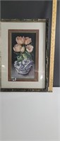 Floral Picture in frame. 21.5" X 15.25"