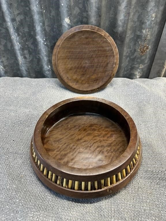 wood trinket box with inlay