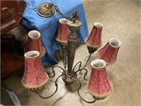 Six arm chandelier with shades