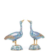 Pair of chinese cloisonné duck figures