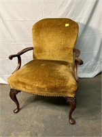 Vintage Velvet Side Chair With Arms
