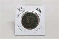 1836 F Large Cent