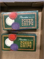 Poker chips in boxes