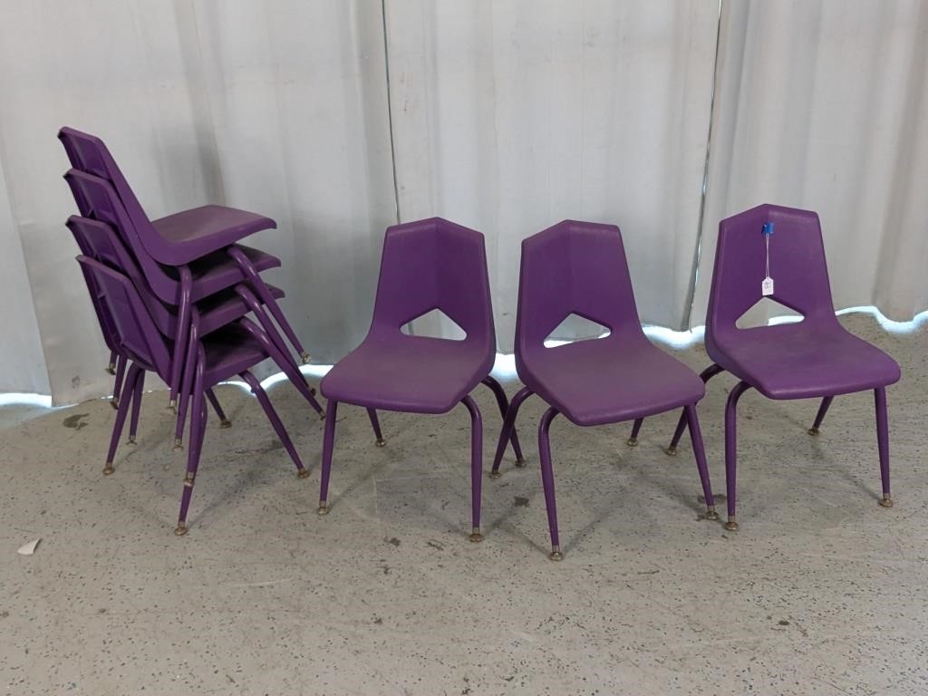 (7) Purple Plastic Chairs