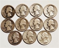 11 Washington Silver Quarters