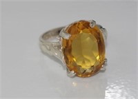 Silver and citrine ring