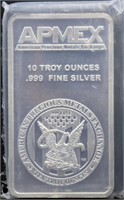 10 troy oz Apmex silver bar