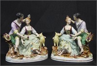 Pair Matching Maruyama Porcelain Figural Group