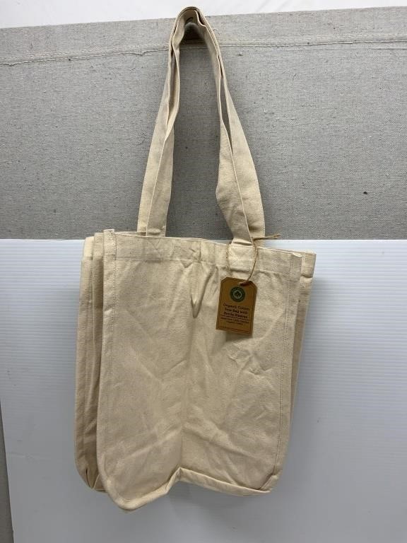 New Organic Cotton Tote Bag w/ Bottle Sleeves