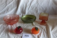 CARNIVAL GLASS & PAPER WEIGHTS BOX LOT