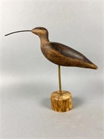 Hand Carved Shorebird by Unknown Carver, glass