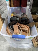 BIN OF TOOL BELTS, CONTAINER OF NAILS