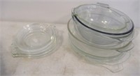 (4) Pyrex Clear Glass Baking Dishes and (6)