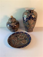Matching Ganz Bella Casa Asian Vase,Jar & Plate