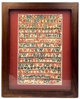 Vintage Alphabet Embroidery Matted and Framed
