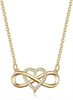 Gold-pl. .50ct White Topaz Infinity Heart Necklace