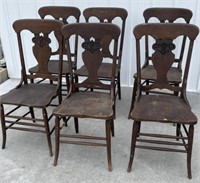 (6) early wooden chairs