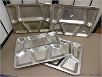 Set of 4 Stainless Institutional Meal Trays