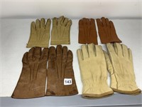 4 PAIRS OF LEATHER GLOVES, POLO PECCARY HOG SKIN,