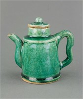 Chinese Qing Period Green Porcelain Teapot